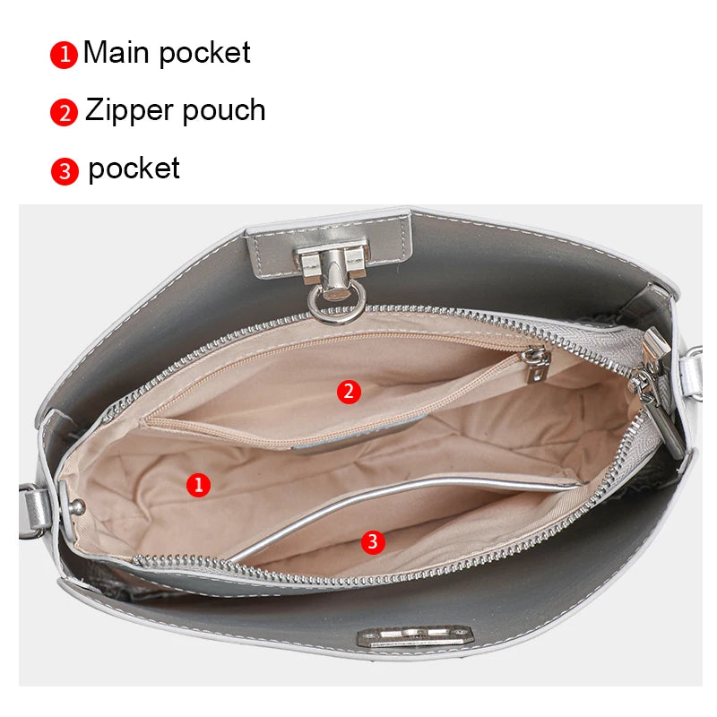 Elegante bolso de hombro con cadena: bolso cuadrado de piel de vaca para debajo del brazo