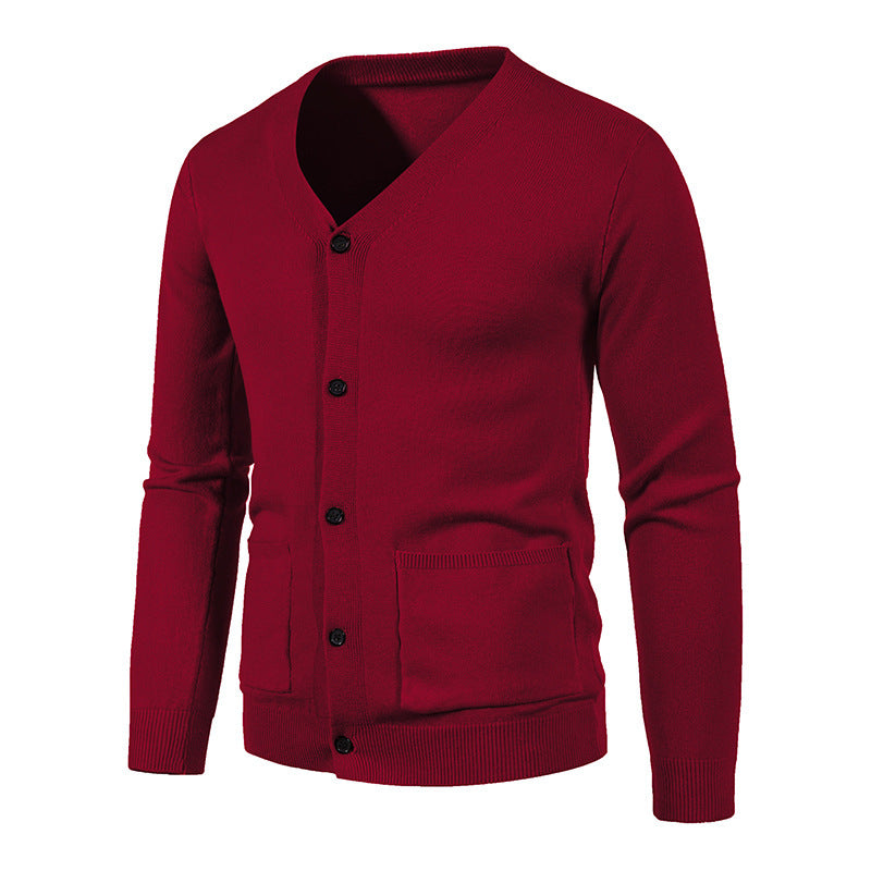 Chaqueta tipo suéter de color liso para hombre, informal, de moda europea y americana