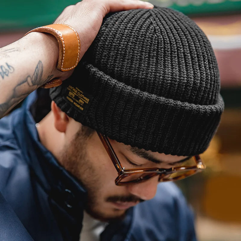 Unisex Winter Strickmütze aus Wolle mit Schal und Sturmhaube