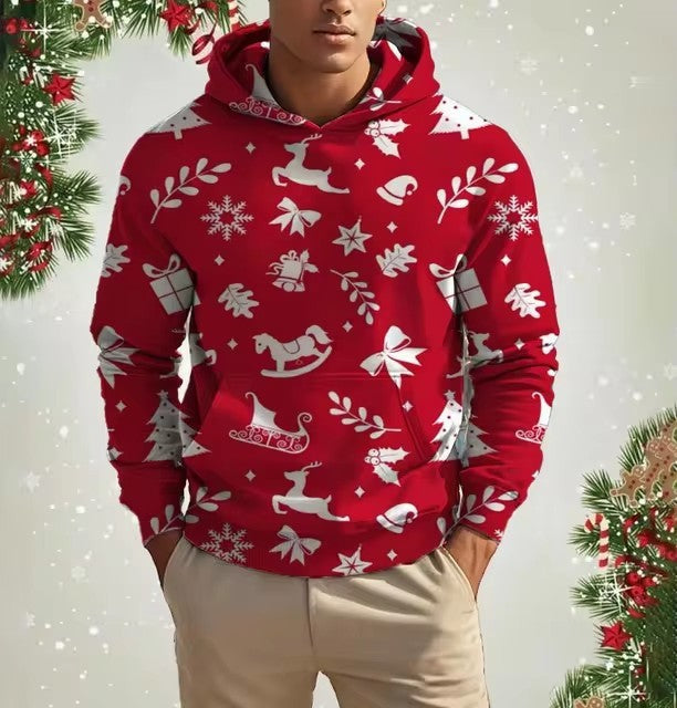 Weihnachts-Kapuzenpullover für Herren mit 3D-Digitaldruck