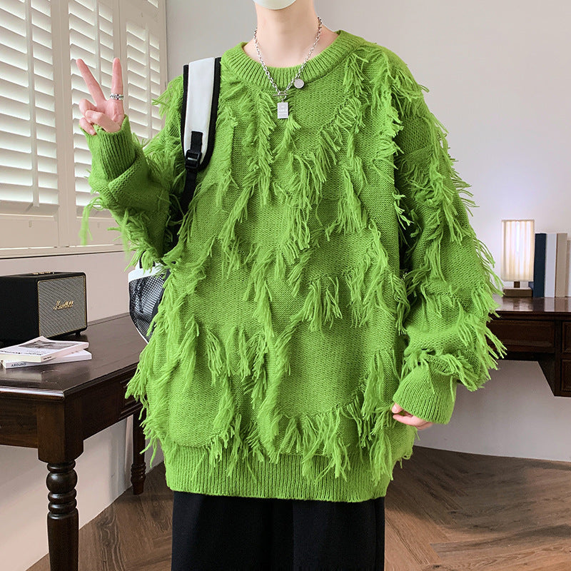 Suéter de manga larga con cuello redondo y estampado de jacquard