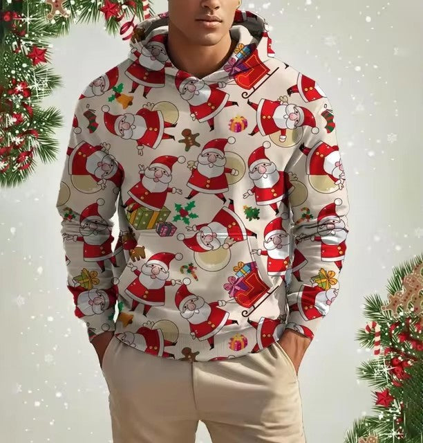 Weihnachts-Kapuzenpullover für Herren mit 3D-Digitaldruck
