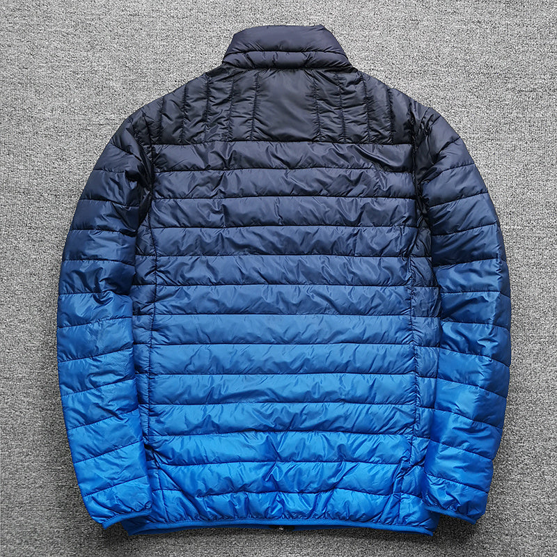 Chaqueta acolchada de algodón con cuello alto y cambio de color para hombre