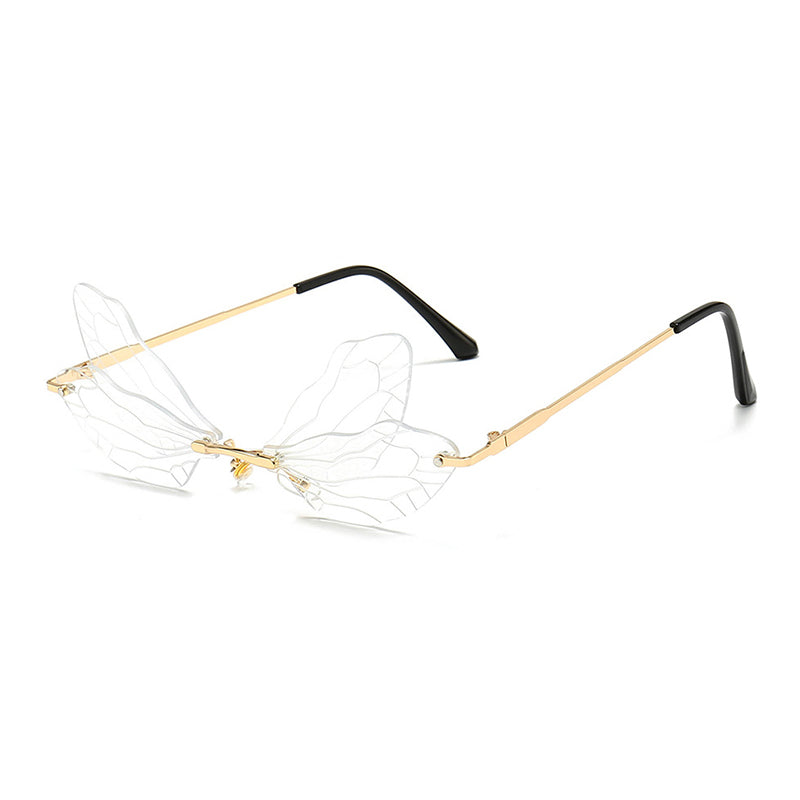 Gafas de sol sin montura con forma de ala de libélula y protección UV400