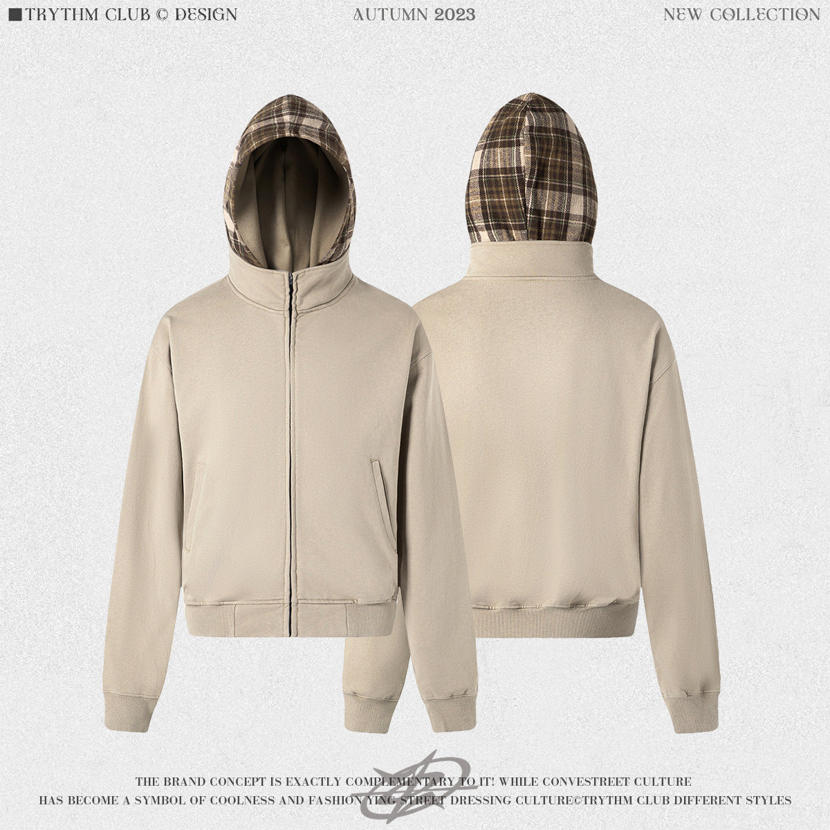 Lässiges kariertes Fleece-Kapuzensweatshirt für Damen