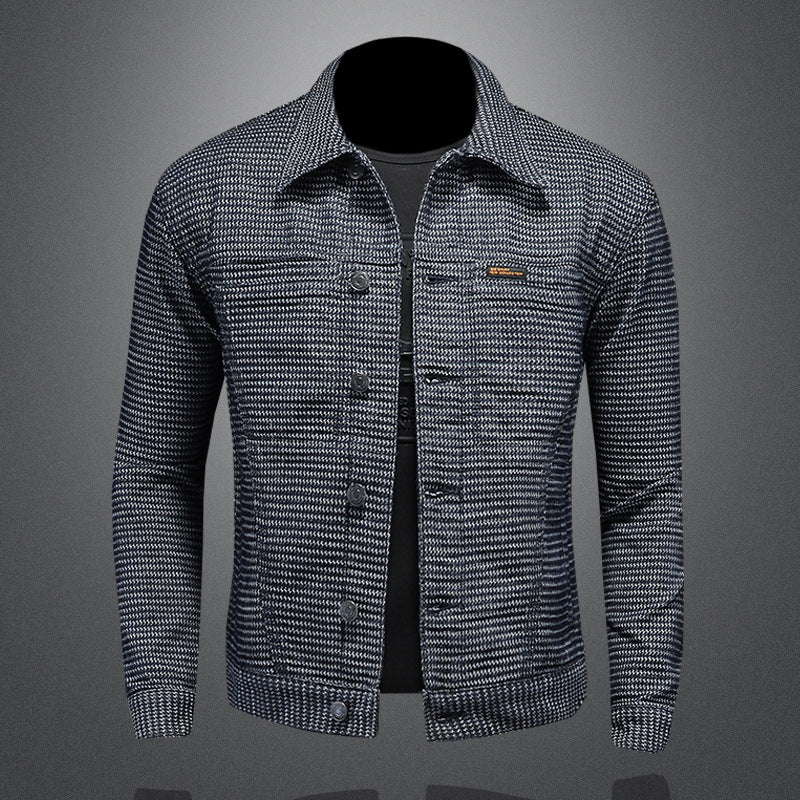 Europäischer und amerikanischer Jeansmantel Herrenmode Mode Revers Motorradjacke Lässig All-Matching