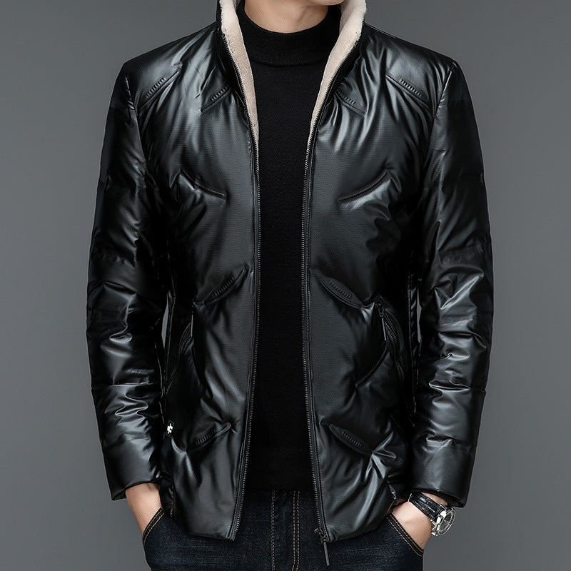 Warme und kältebeständige wasserdichte Herrenjacke mit Wollkragen