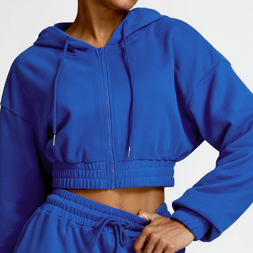 Langärmliger Sport-Hoodie für Damen – Stilvolles Sweatshirt mit Stehkragen und Reißverschluss