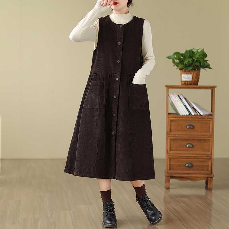 Cord Tank Kleid Lose Jugendlicher Look