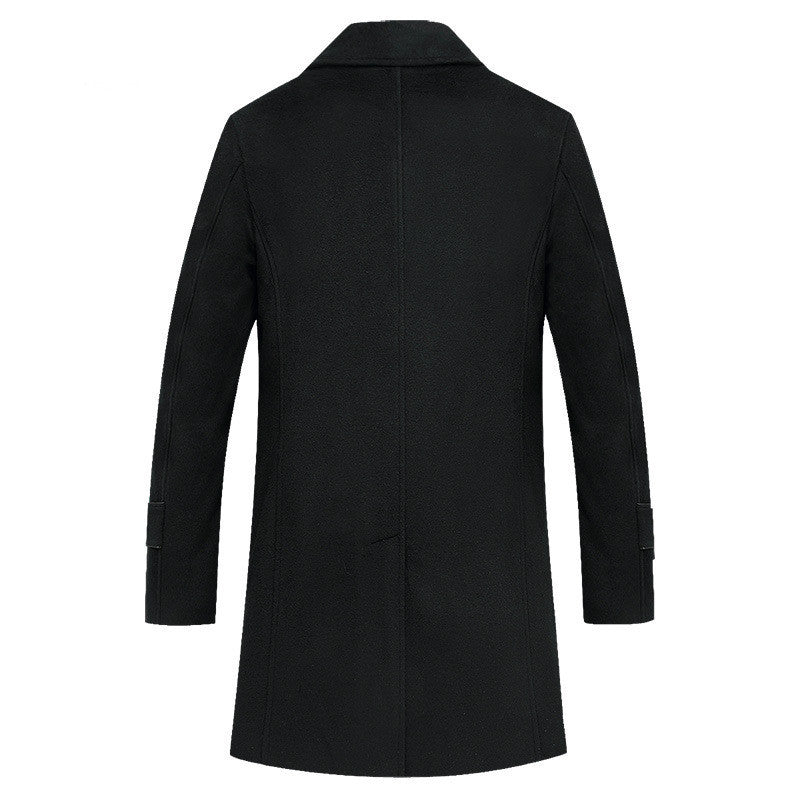 Neu Männer Langen Mantel Revers Woolen Mantel Business Wolle