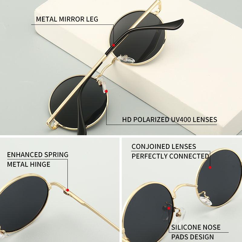 Gafas de sol polarizadas redondas Steampunk de aleación de cobre con protección UV400
