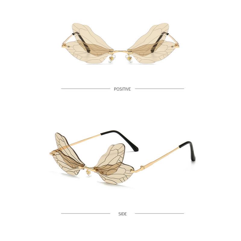 Gafas de sol sin montura con forma de ala de libélula y protección UV400