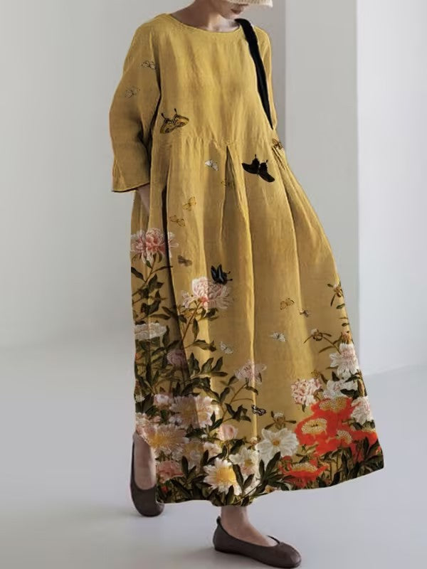Vestido de otoño con mangas y cuello redondo en tallas grandes