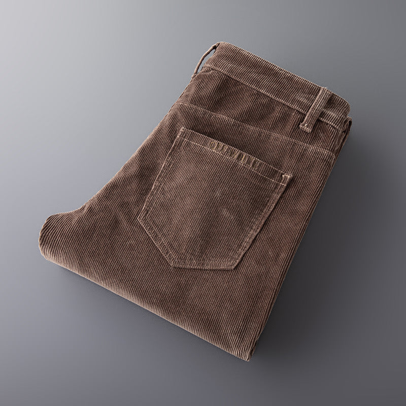 Pantalones casuales de pana elásticos ajustados y rectos para hombre
