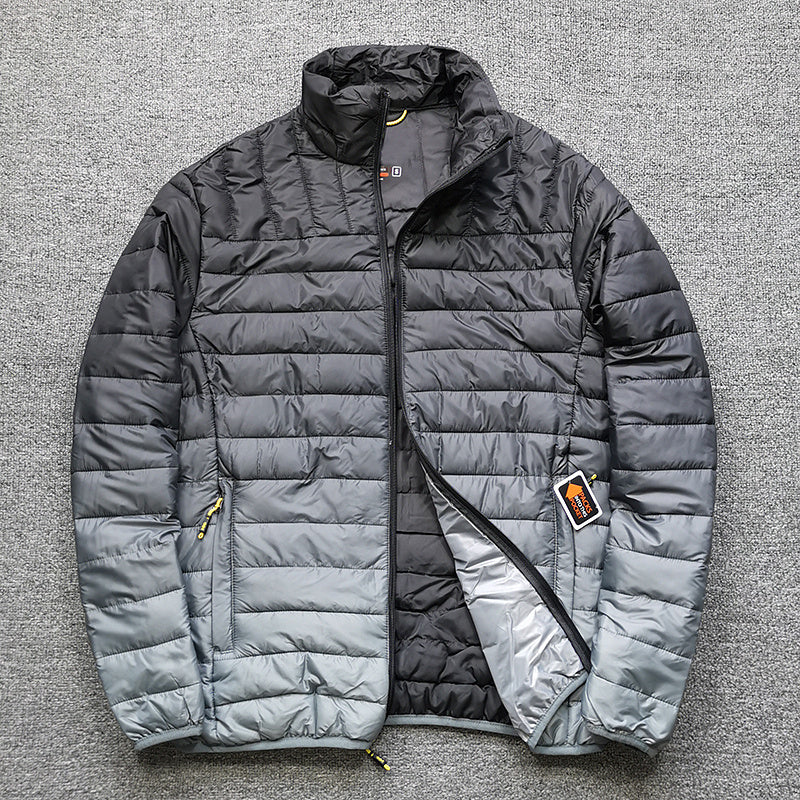 Chaqueta acolchada de algodón con cuello alto y cambio de color para hombre