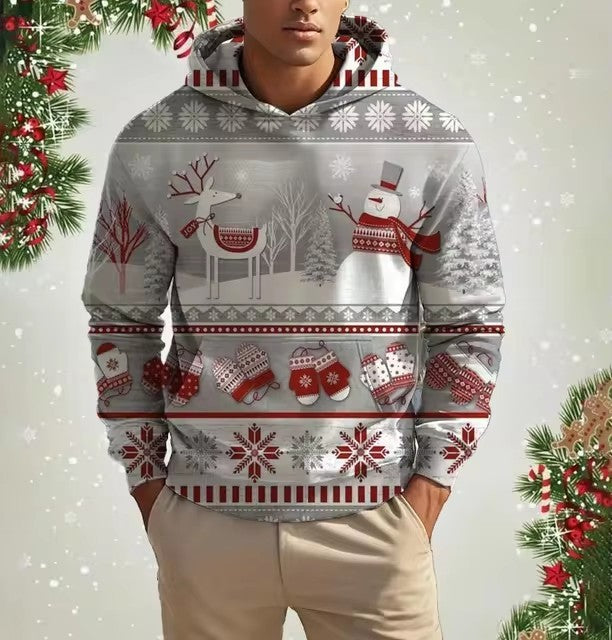 Weihnachts-Kapuzenpullover für Herren mit 3D-Digitaldruck