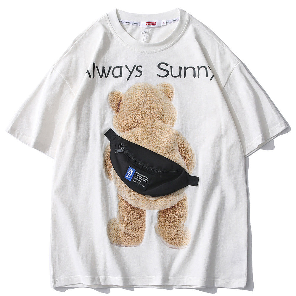 Camiseta con parche creativo de oso de American High Street para hombre