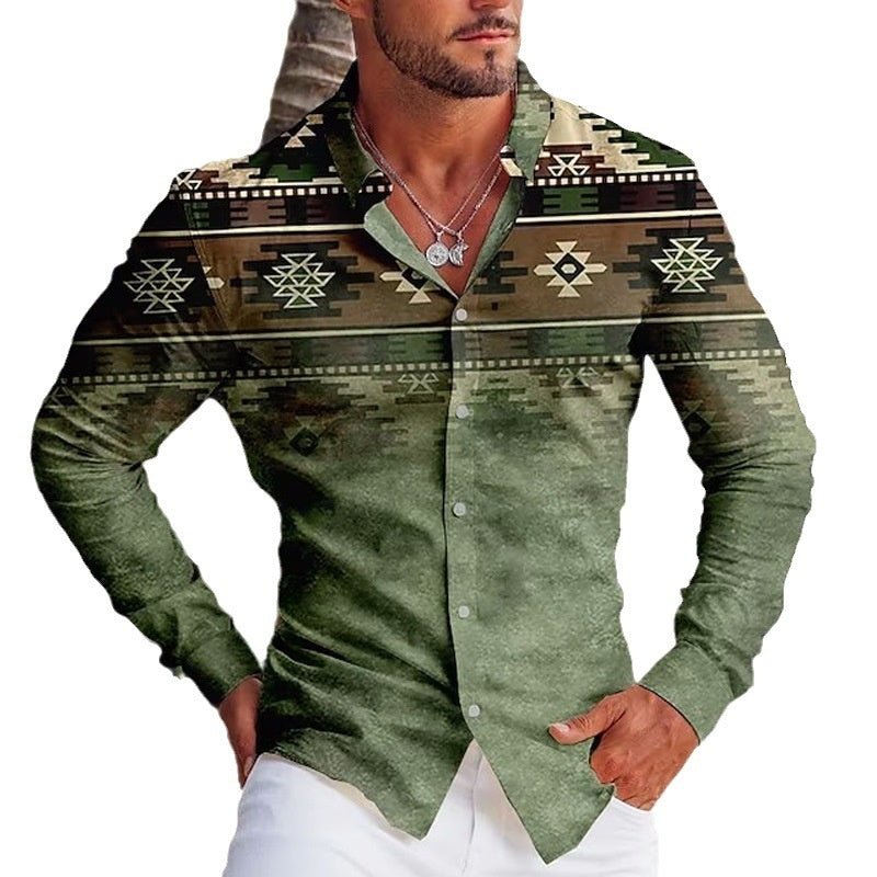 Herrenhemd Junges und Mittleres Alter Business Base Revers Langarmhemd