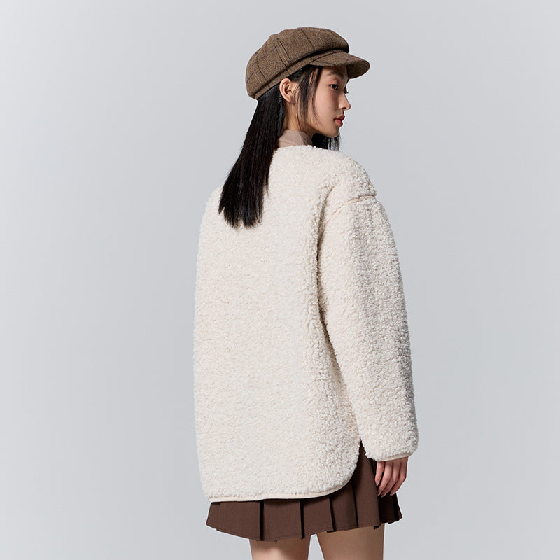 Mittellange Plüschjacke für Damen