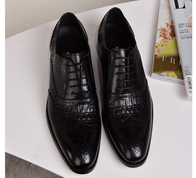 Oxford Men's Old Vintage Leather Shoes Pattern Leather Shoes Large Size - Dazpy