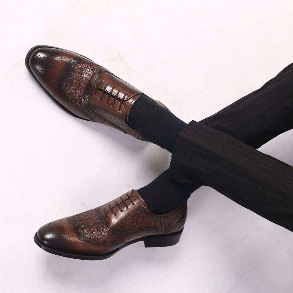 Oxford Men's Old Vintage Leather Shoes Pattern Leather Shoes Large Size - Dazpy
