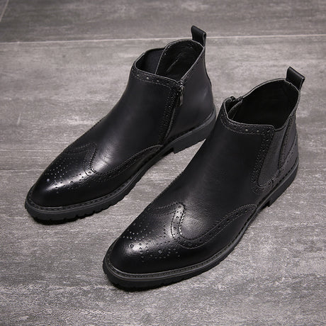 Carved Business Casual Cross-border Plus Size Short Boots Leather Boots - Dazpy