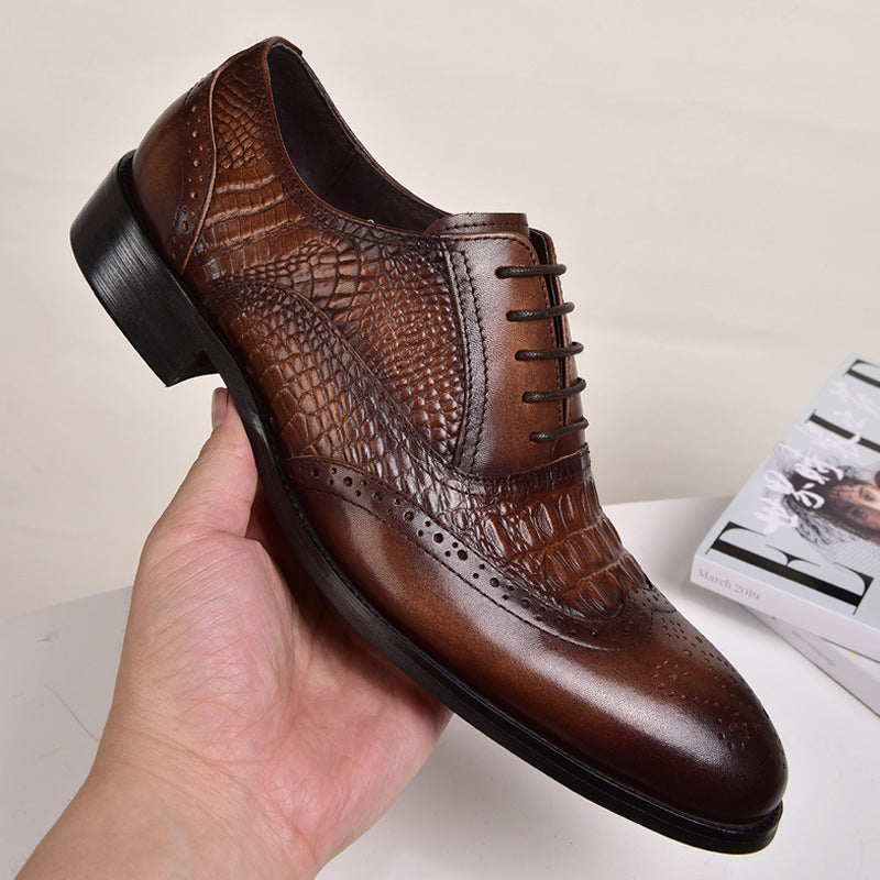 Oxford Men's Old Vintage Leather Shoes Pattern Leather Shoes Large Size - Dazpy