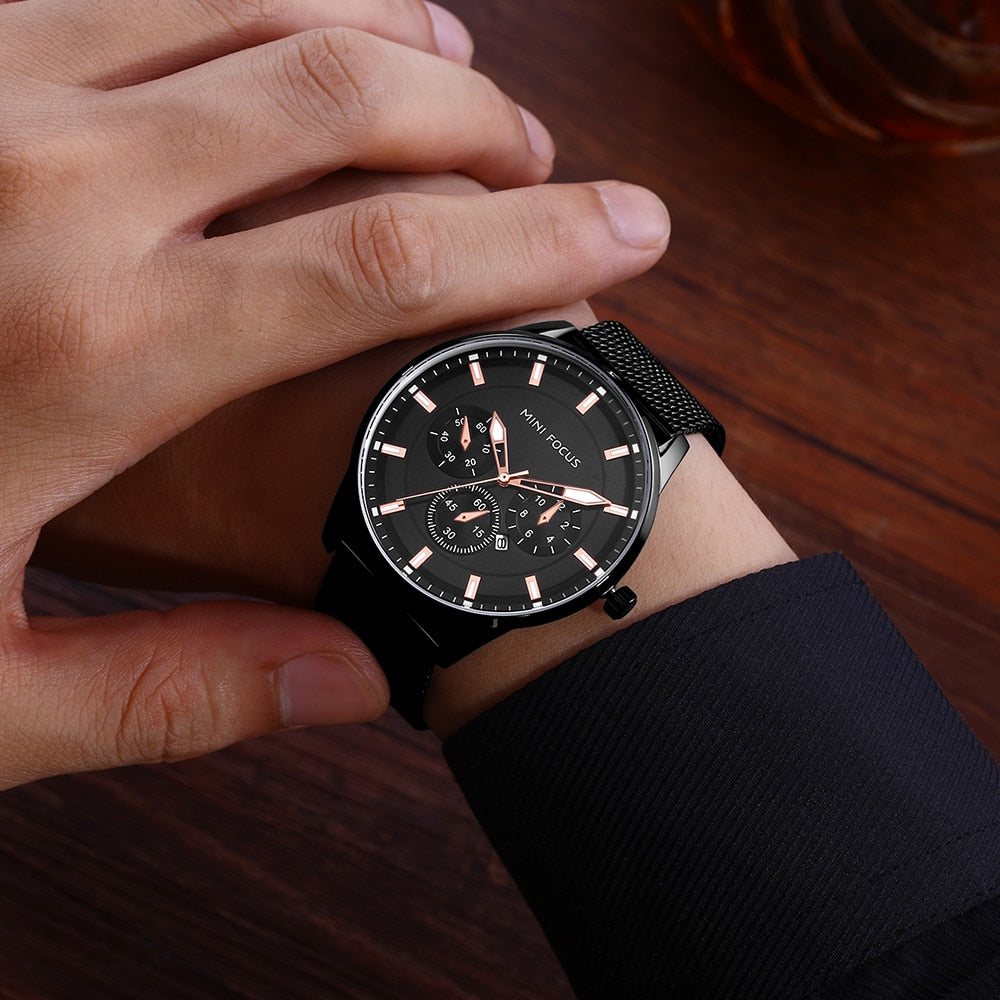 Men's Thin Stainless Steel Band Watches - Dazpy