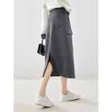 Elegant Dark Gray Mid-length Skirt