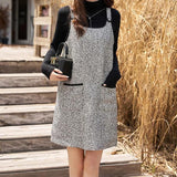 Elegante vestido de tweed con tirantes hasta la rodilla para mujer