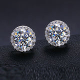 S925 Sterling Silver D Color Moissanite Classic Rock Sugar Earrings - Dazpy