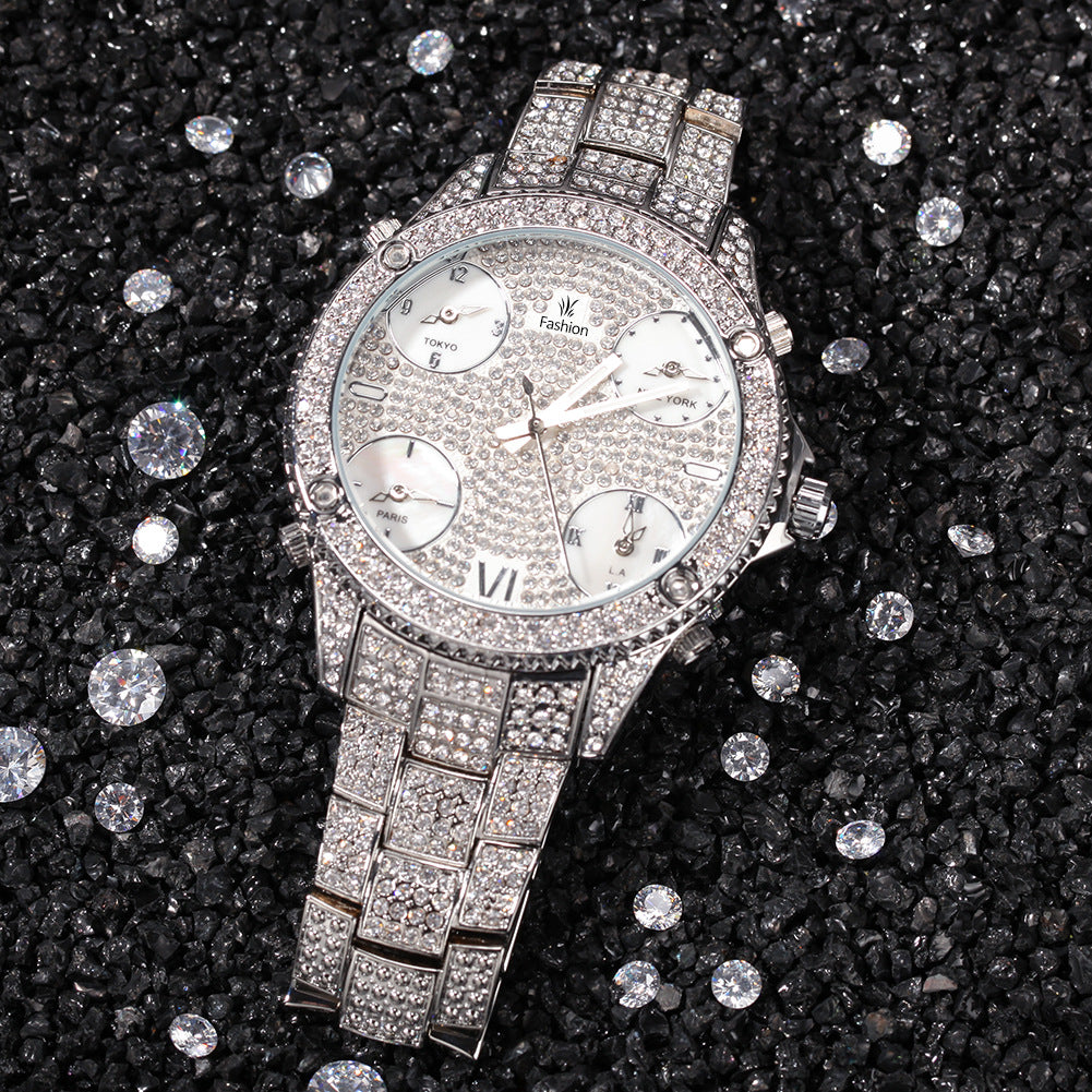 New Full Diamond Large Dial Hip-hop Men's Watches - Dazpy