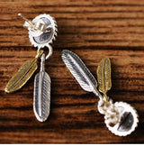 Sterling Silver Vintage Indian Feather Earrings - Dazpy