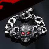 Titanium Steel Inlaid Gemstone Domineering Men's Gabala Skull Bracelet - Dazpy