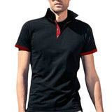 Men's Polo Shirt Short-sleeved T-shirt Color Matching Casual Top