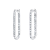 Women's Sterling Silver Geometric U Shape Full Diamond Earrings - Dazpy