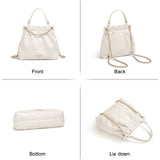 White Faux Leather Crossbody Tote