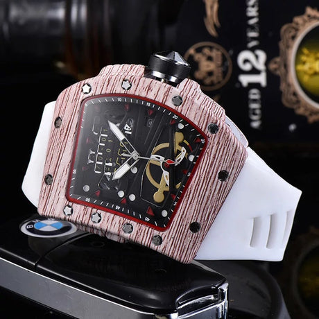 Knife Hollow Carbon Brazed Silicone Band Quartz Men's Watch - Dazpy