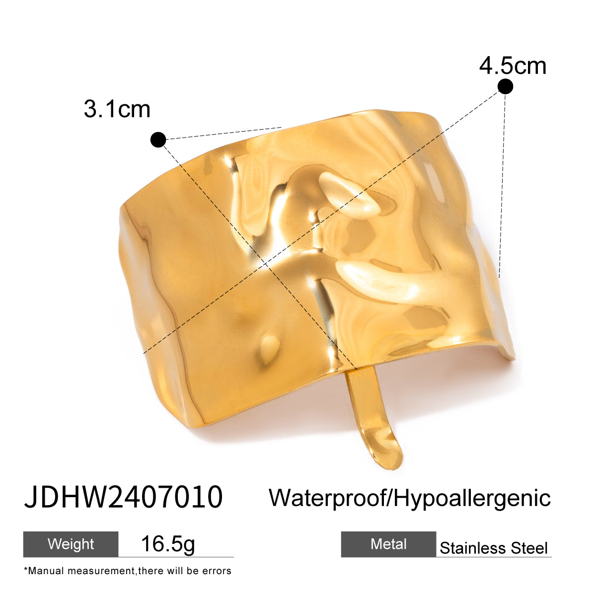 Haarnadel aus 18 Karat vergoldetem Edelstahl, geometrisch, gehämmert, Haargabel