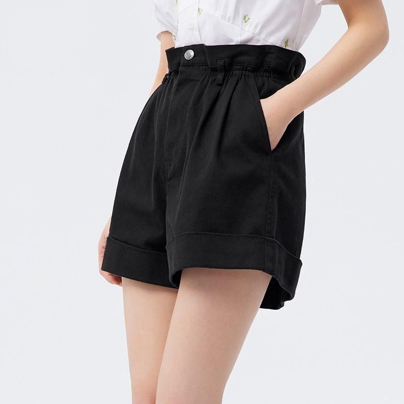 Lockere, lässige Shorts mit hoher Taille in A-Linie für Damen