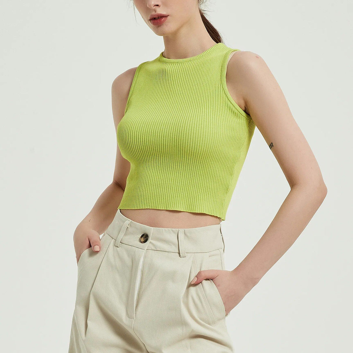 Sleeveless Knitted Crop Top