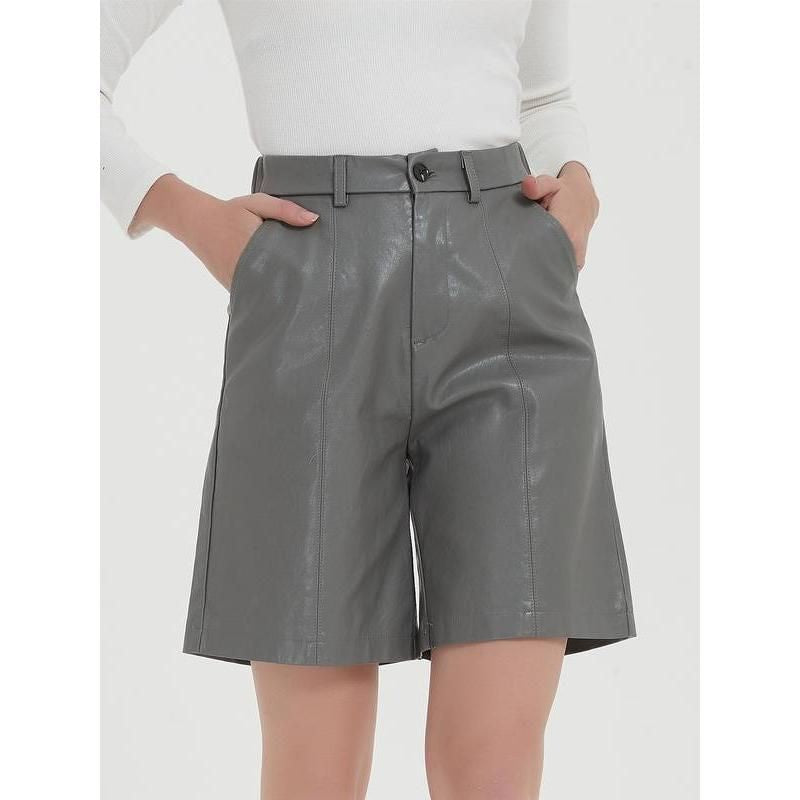 Elegante knielange PU-Leder-Shorts für Damen