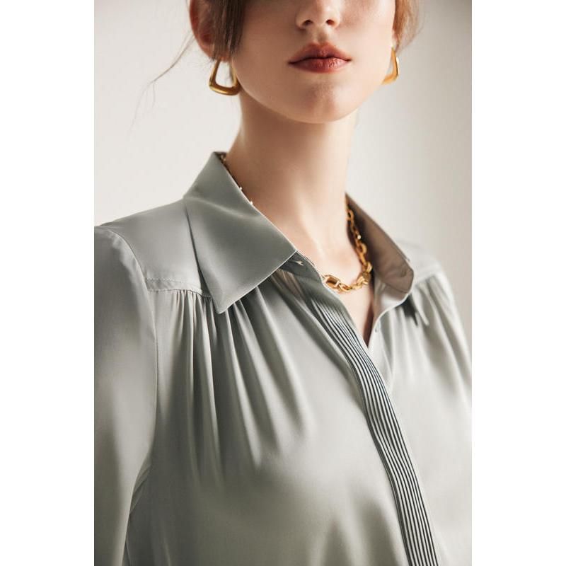 Elegante Langarm-Seidenbluse für Damen