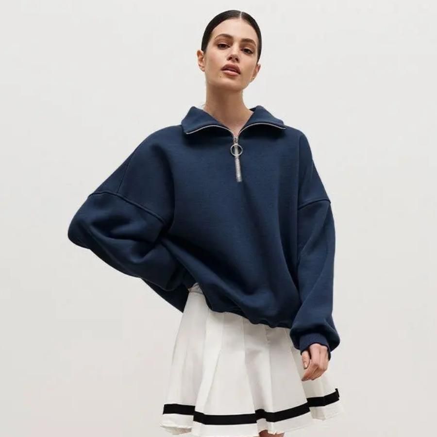 Women's Oversized Fleece-Lined Turtleneck Pullover