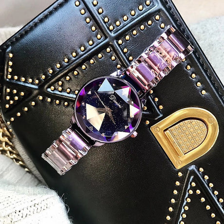 New Table Fashion Starry Sky Purple Steel Belt Women's Watch - Dazpy