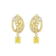 Female Silver Needle Yellow Diamond Wheat Ear Earrings - Dazpy