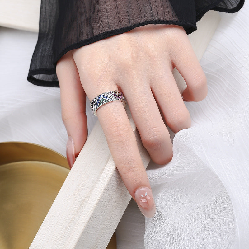 Women's Fashion Sterling Silver Ornamental Stone Ring - Dazpy