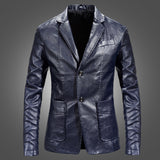 Slim Handsome Spring Chaqueta de cuero Traje pequeño Hombres