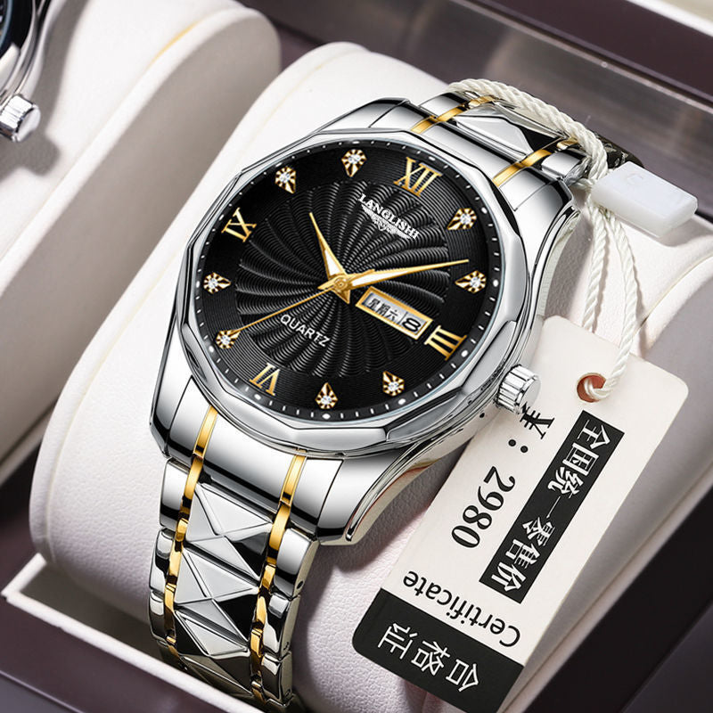 New Trendy Men's Waterproof Tungsten Steel High-grade Quartz Watch - Dazpy