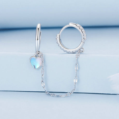 Heart Shaped Moonstone Double Ear Buckle - Dazpy